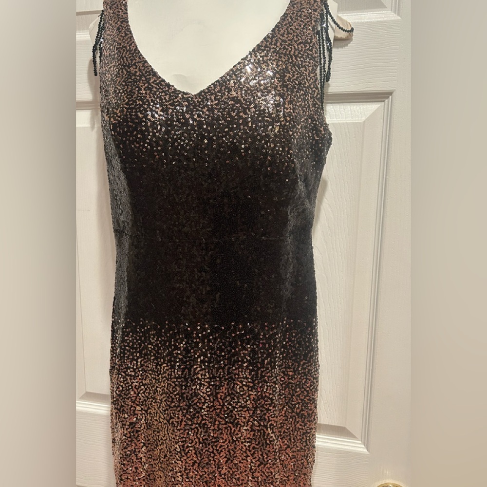 New Full Length Waterfall Sequin Gown - Picture 2 of 6